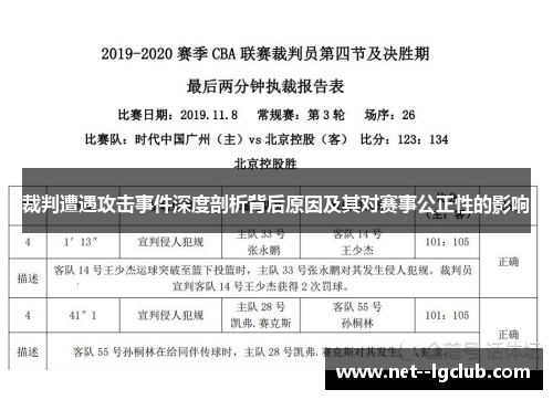 裁判遭遇攻击事件深度剖析背后原因及其对赛事公正性的影响
